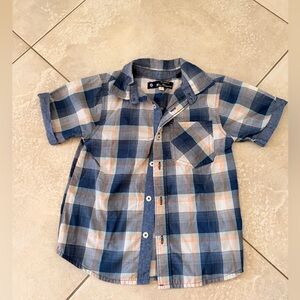 Ben Sherman Boys Blue Plaid Button-Down Short Sleeve Shirt Size 4